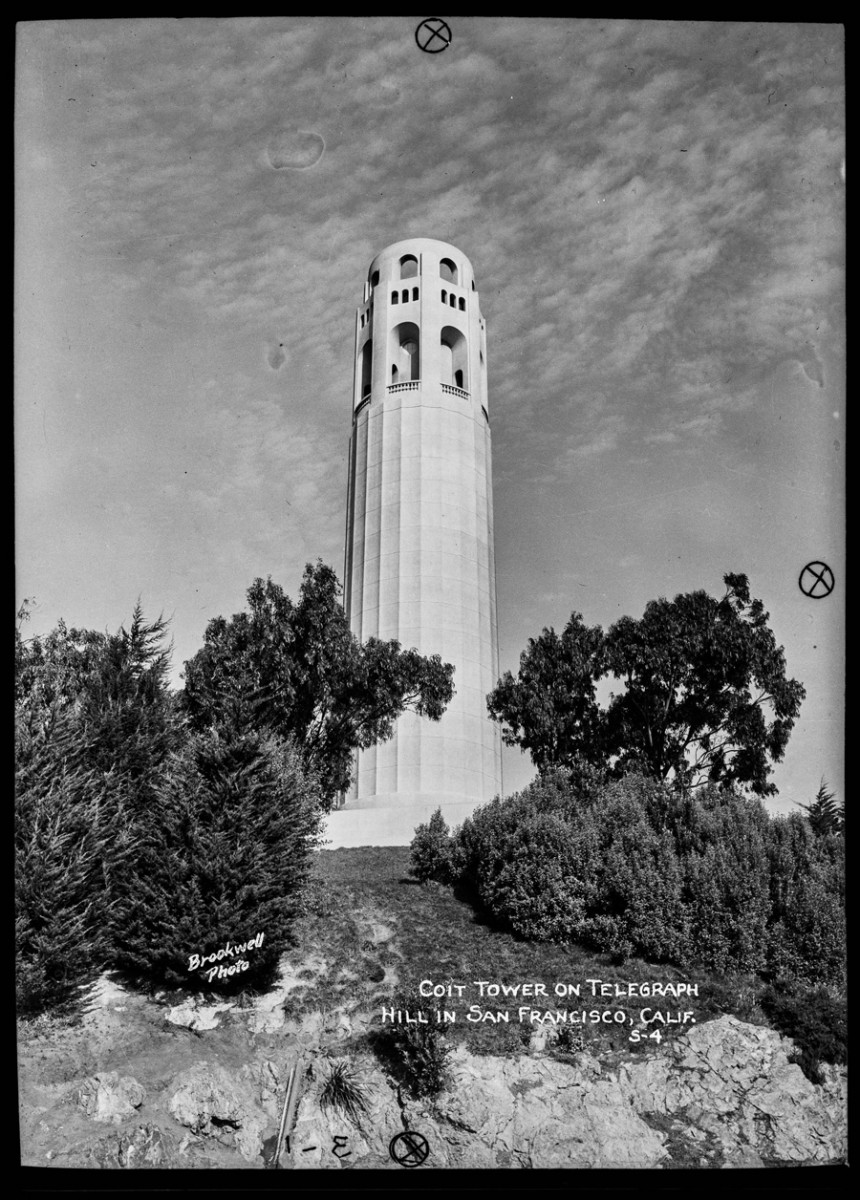 Brookwell Photo, Coit Tower on Telegraph Hill in San Francisco, Calif., not before 1933. The Huntington Library, Art Museum, and Botanical Gardens.