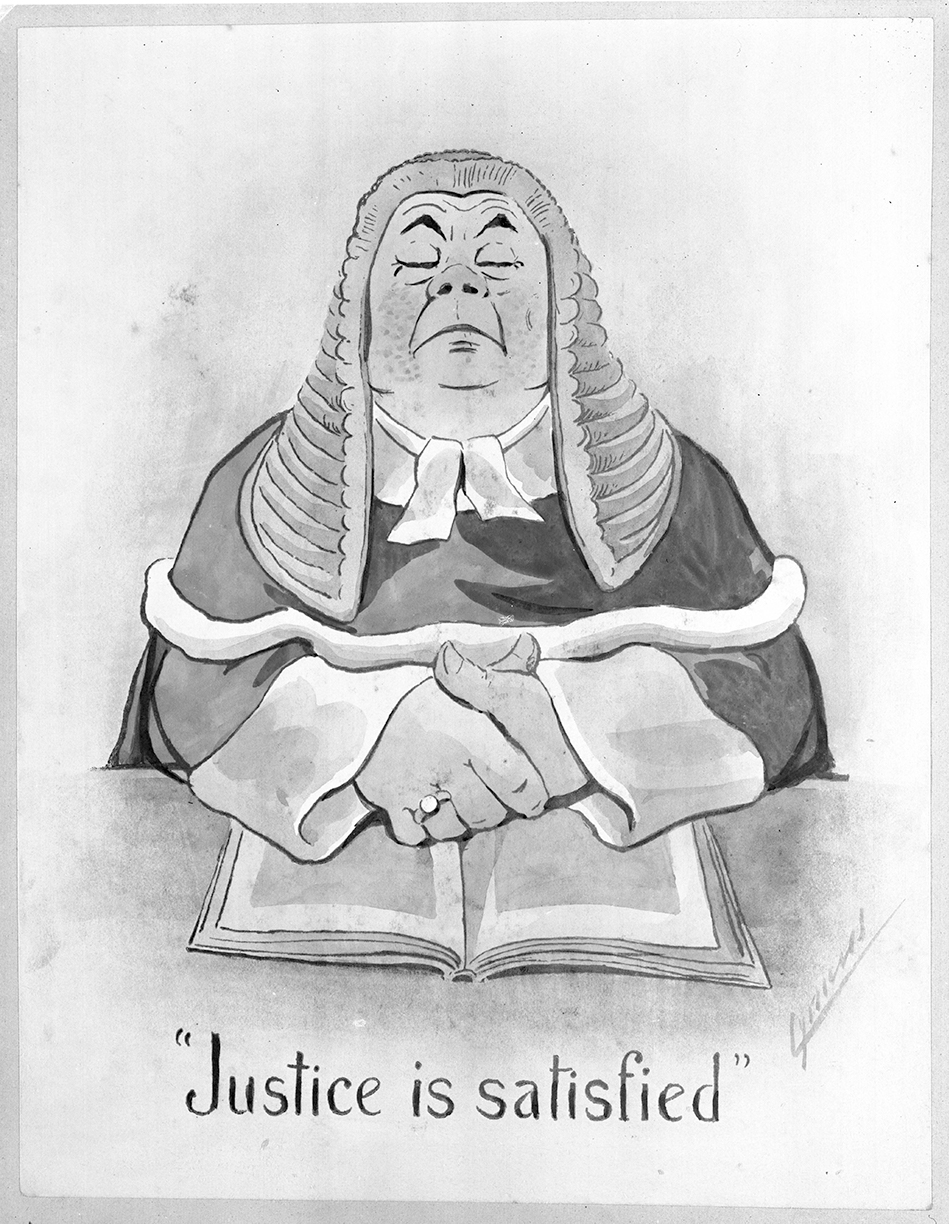 Painting of a satisfied judge
