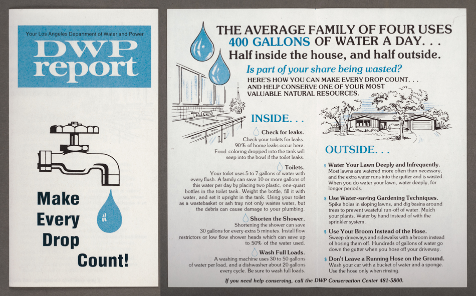 DWP tr-fold pamphlet encouraging people to make every drop of water count.