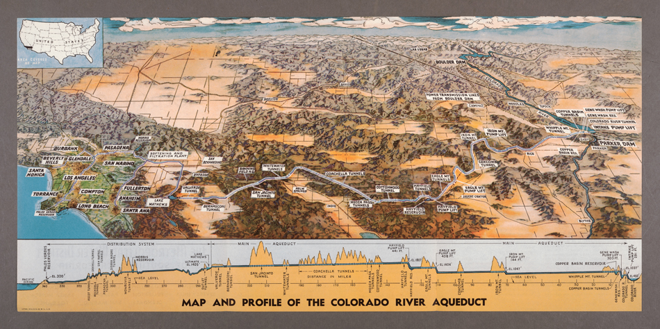 Illustrated color map and profile of the Colorado river Aqueduct