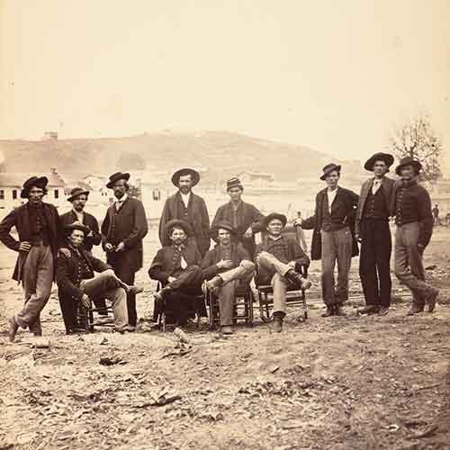 Isaac Bonsall (1833-1909), Group of Union Military and Civilian Men near Chattanooga, Tenn., ca. 1863-1864.  Albumen print; 12-1/4 x 10-5/16 in. Huntington Library, Art Collections, and Botanical Gardens.
