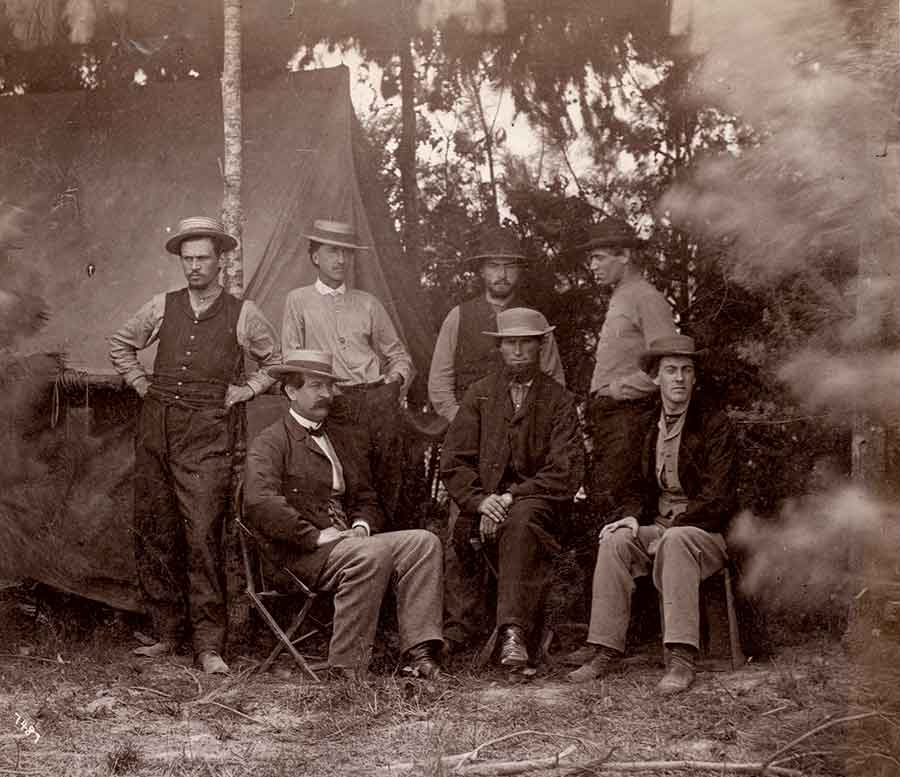 Photograph of Maj. Thomas T. Eckert and his team at the War's Department's military telegraph office