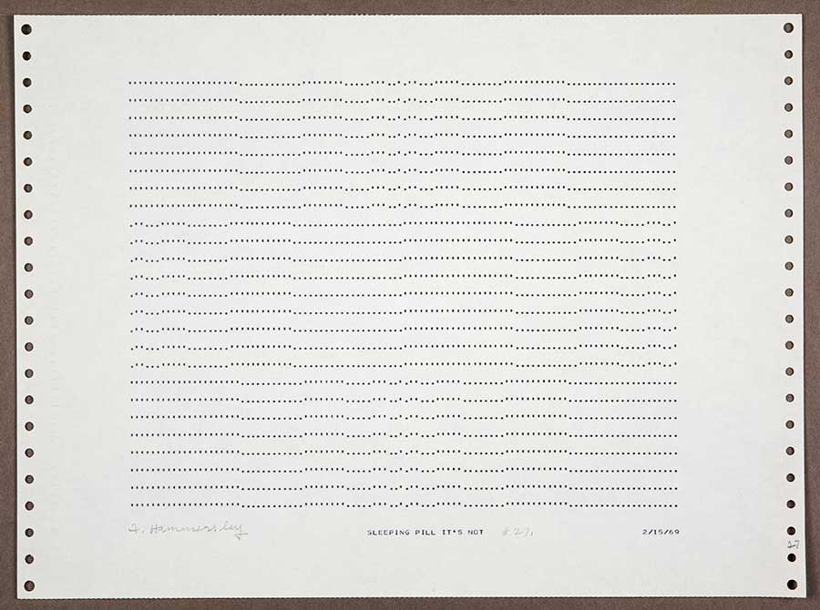 Frederick Hammersley, SLEEPING PILL IT’S NOT, 1969. Computer-generated drawing. Gift of the Frederick Hammersley Foundation. The Huntington Library, Art Collections, and Botanical Gardens. Image © Frederick Hammersley Foundation.