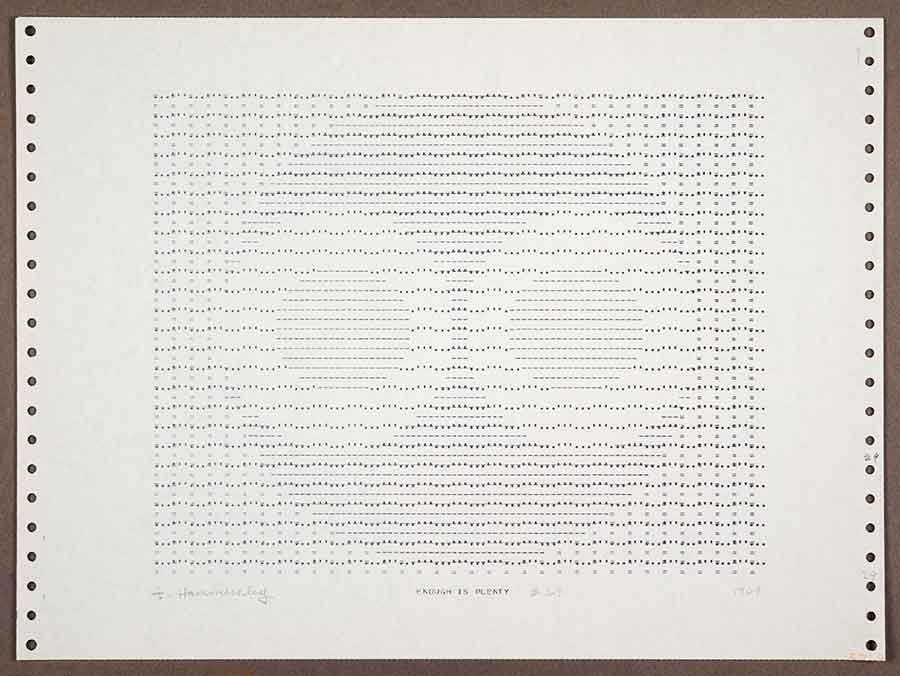 Frederick Hammersley, ENOUGH IS PLENTY, 1969. Computer-generated drawing. Gift of the Frederick Hammersley Foundation. The Huntington Library, Art Collections, and Botanical Gardens. Image © Frederick Hammersley Foundation.
