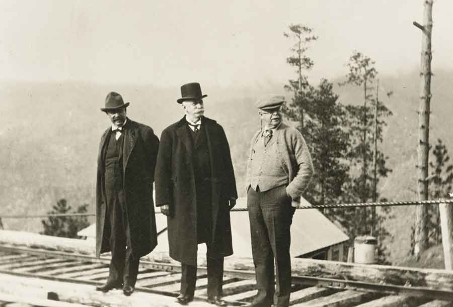 Henry E. Huntington (center) with Pacific Light and Power Colleagues at Big Creek, California, 1914. The Huntington Library, Art Museum, and Botanical Gardens.