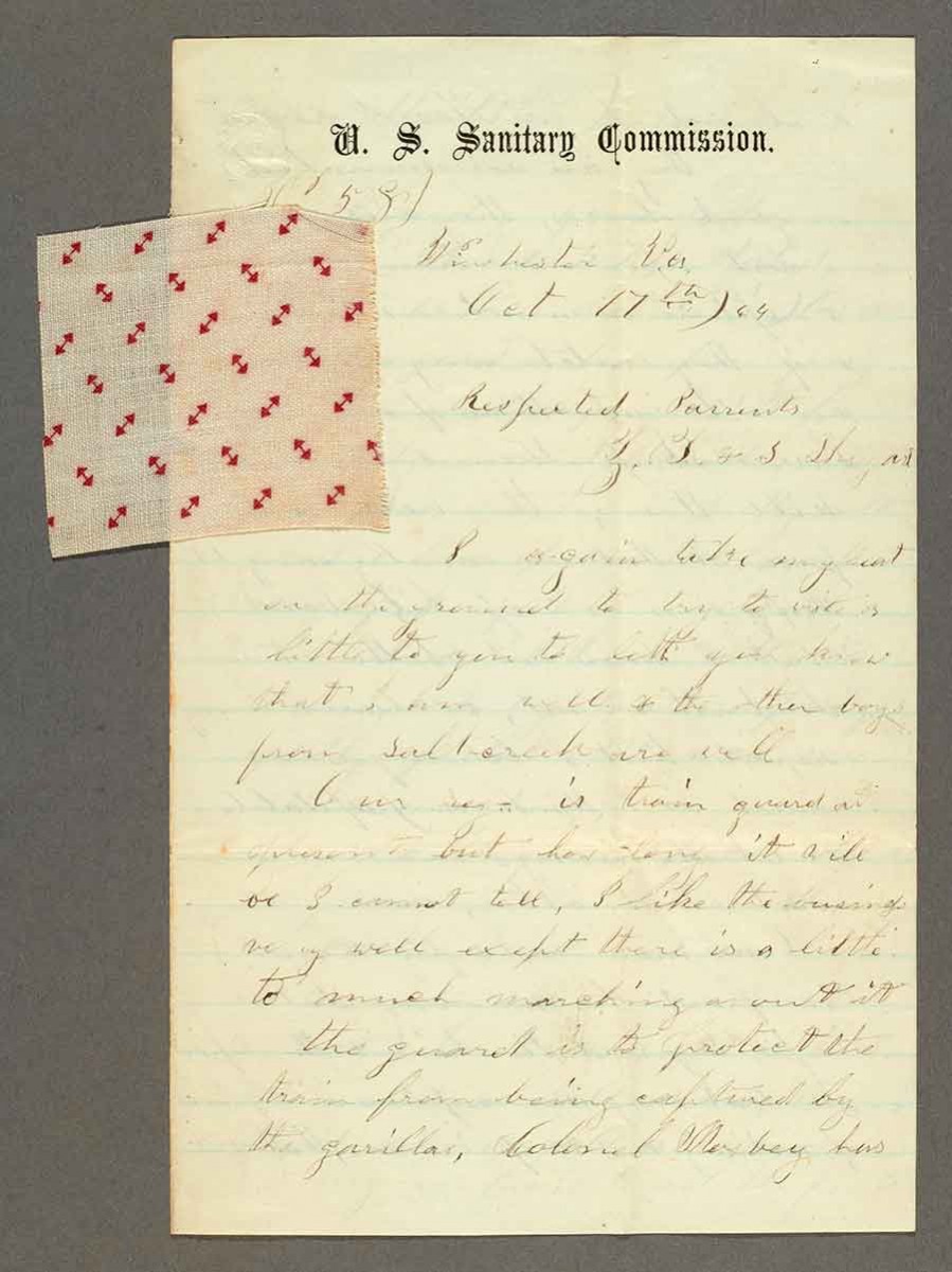 The Shugart papers include this 1864 letter from Shugart’s son Joseph, written just two days before Joseph was killed at age 24 at the Battle of Cedar Creek in Virginia. The Huntington Library, Art Museum, and Botanical Gardens.