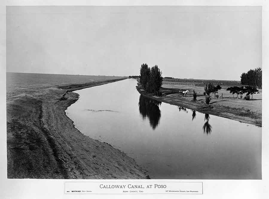 Carleton Watkins, View on the Calloway Canal, near Poso Creek, Kern County, California, ca. 1887–88. The Huntington Library, Art Collections, and Botanical Gardens.