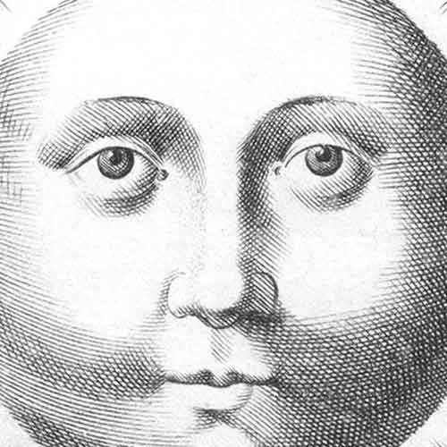 Engraving of sun face