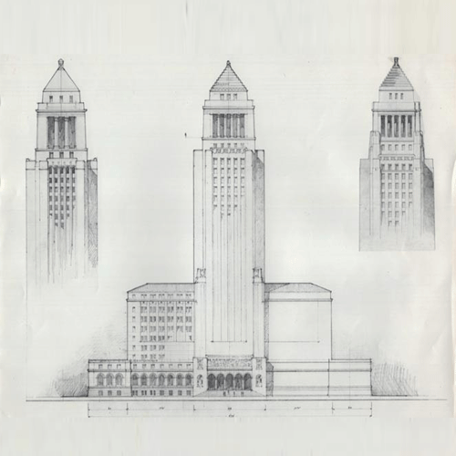 architectural drawing of Los Angeles City Hall