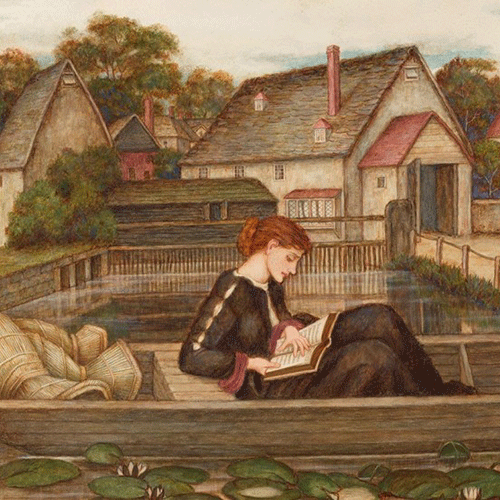 painting of a woman in a canoe