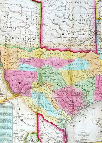 Map of Texas territory in the 1830s