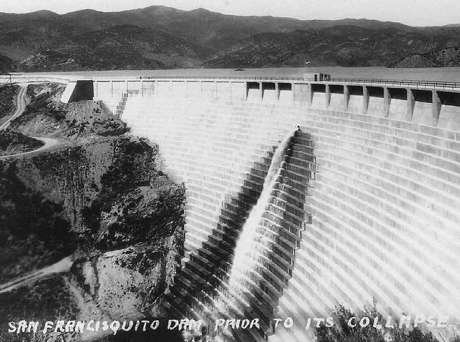 St. Francis Dam, around 1927. From Donald C. Jackson’s collection of historic dam images. St. Francis Dam, around 1927. From Donald C. Jackson’s collection of historic dam images.