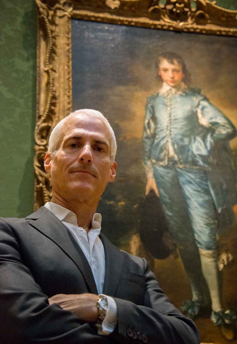 Kevin Salatino, Hannah and Russel Kully Director of the Art Collections at The Huntington, with Thomas Gainsborough’s Blue Boy (1770). Photograph by Kate Lain.