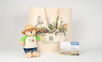 One Year of Membership to The Huntington + The Huntington Gardener Bear + The Huntington Garden Tools Tote $195