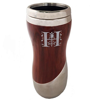 Silver H Logo Wood Travel Mug