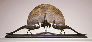 Gaston Lachaise (1882 – 1935), The Peacocks, 1918, bronze with gilding, 22 1/2 × 56 × 10 in.