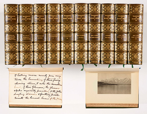 William F. Badé (1871–1936), extra illustrated 10-volume edition of The Writings of John Muir (1916–1924), incorporating 10 color frontispieces, 10 handwritten manuscripts and 260 original photographs by Herbert W. Gleason (1855–1937). New York: Houghton Mifflin Co., 1916–1924. The Huntington Library, Art Collections, and Botanical Gardens.