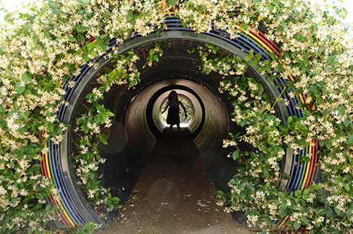 Prism tunnel in the Children's Garden