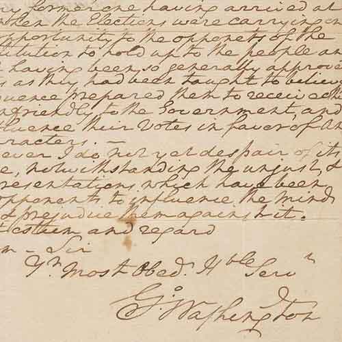 Detail of letter from George Washington