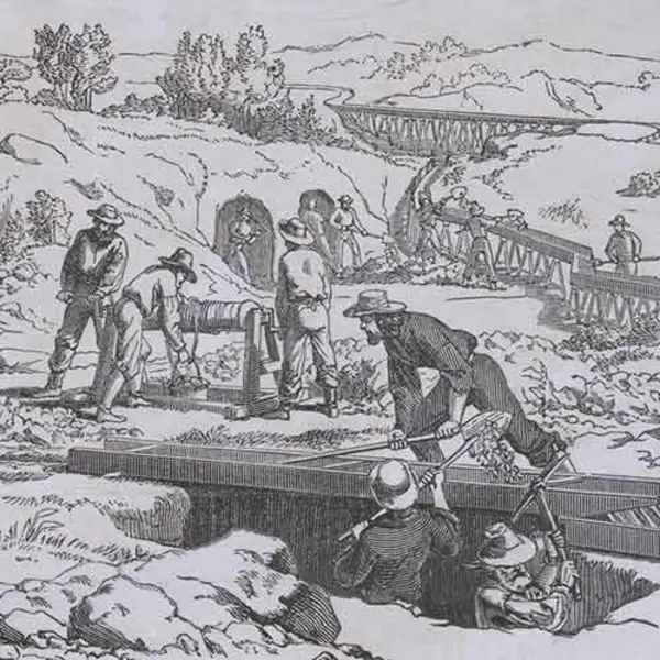 Print detail of early Californian gold miners