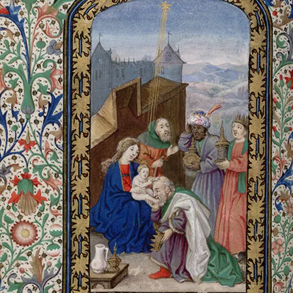 Illustration in a prayer book of the Adoration of the Magi