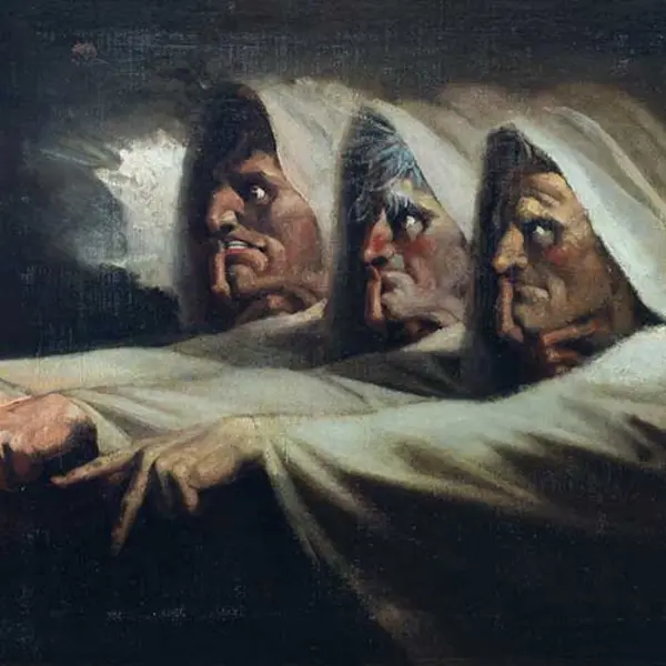 Henry Fuseli, The Three Witches, ca. 1785, oil on canvas, 24 ¾ x 30 ¼ in. (62.9 x 76.8 cm). Purchased with funds from The George R. and Patricia Geary Johnson British Art Acquisition Fund. The Huntington Library, Art Museum, and Botanical Gardens.