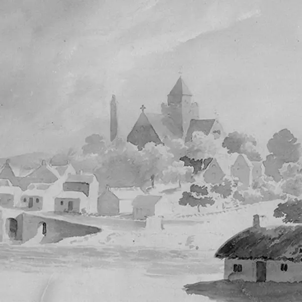 Detail of sketch of Kilkenny possibly by John Clarendon Smith