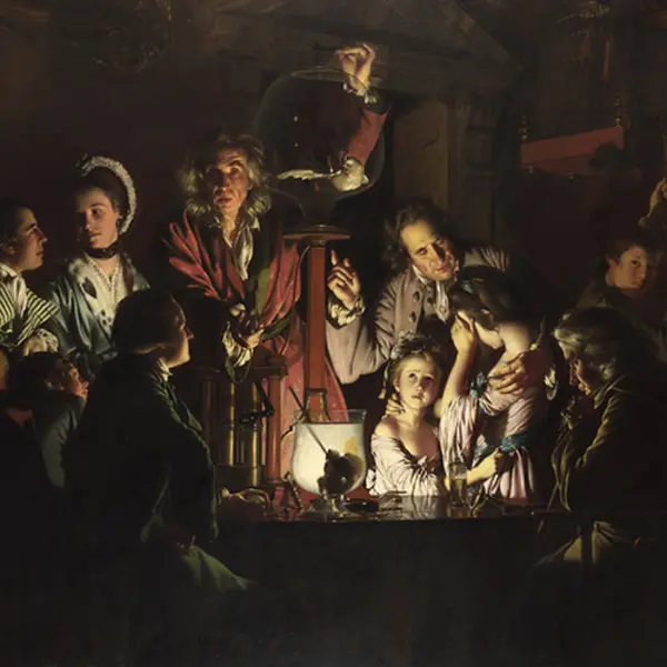 Joseph Wright of Derby, An Experiment on a Bird in the Air Pump, 1768. Oil on canvas, 72 x 96 1/16 in. National Gallery, London.