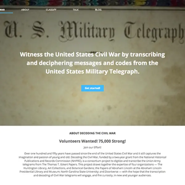 Decoding the Civil War homepage