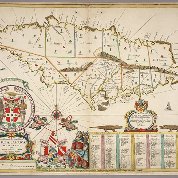 Detail of map of Jamaica from early 1670s