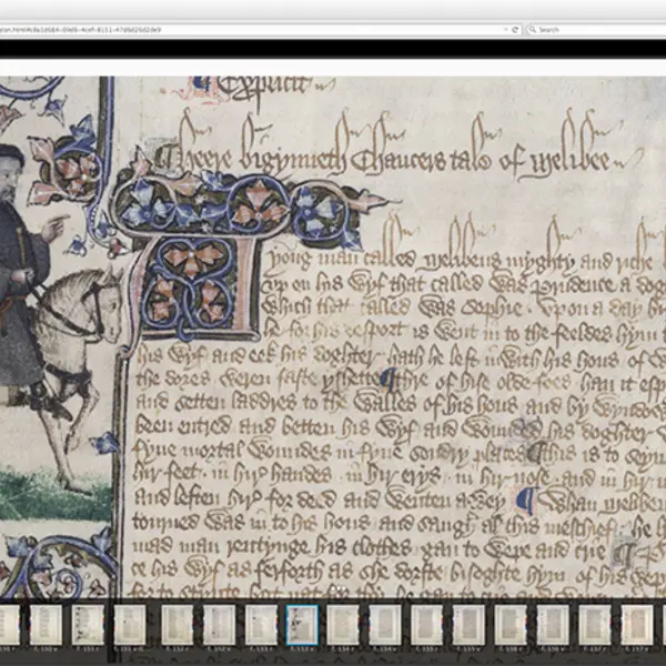 The Huntington’s Ellesmere manuscript of Chaucer’s Canterbury Tales as seen through the Mirador viewer