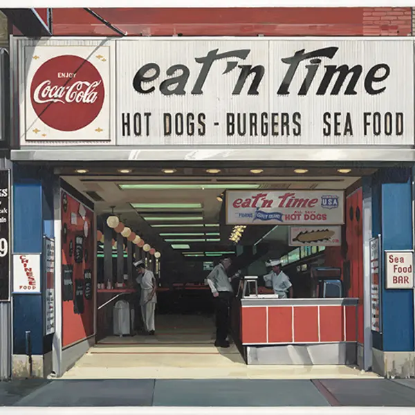 Detail of Richard Estes eat'n time from 1968-1969