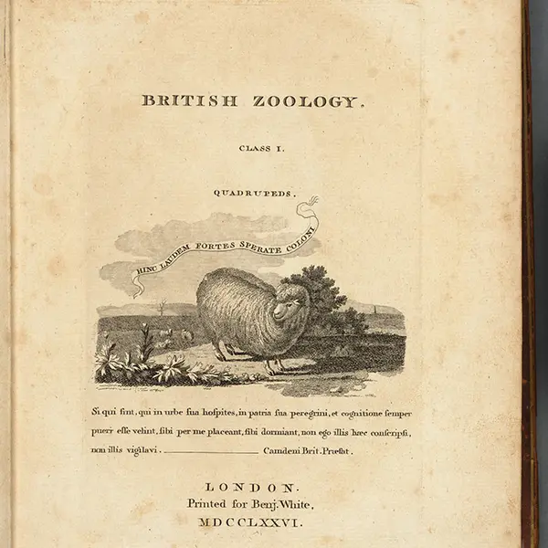 Title page of Thomas Pennant’s British Zoology