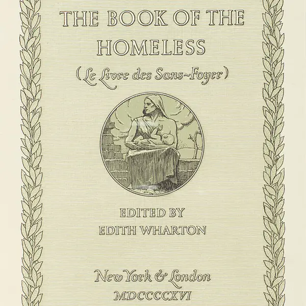 Detail of the title page of The Book of the Homeless from 1916