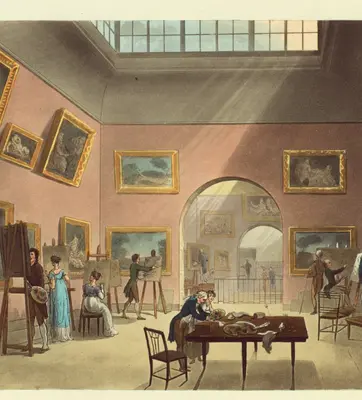 Illustration of 1800s museum exhibition