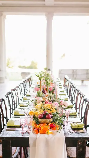 Special Events table setting at the Huntington Art Gallery Loggia
