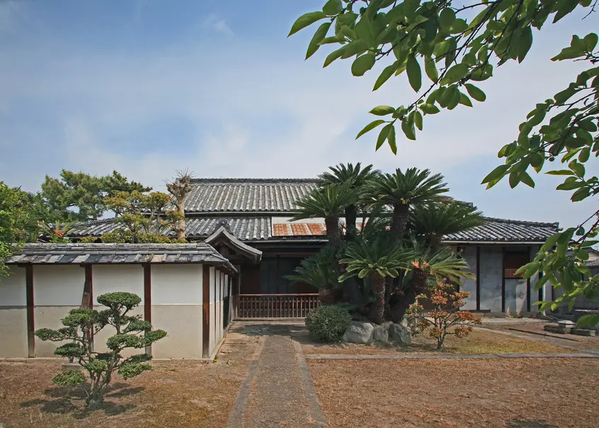 The exterior of the Japanese Heritage Shōya House, in it's original location in Marugame, Japan.
