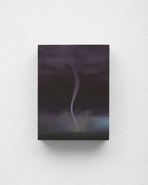 Alexandra Noel, Giddy Touchdown, 2020. Oil and enamel on panel. 4 x 3 x 3/4 in. (10.2 x 7.6 x 1.9 cm). Courtesy of the artist and Bodega, New York.