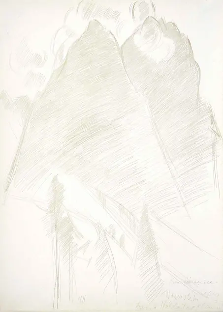 Marsden Hartley, Waxenstein(September 16, 1933). Silverpoint on paper. 14 7/8 x 10 5/8 in. The Huntington Library, Art Collections, and Botanical Gardens. Gift of Michael St. Clair.