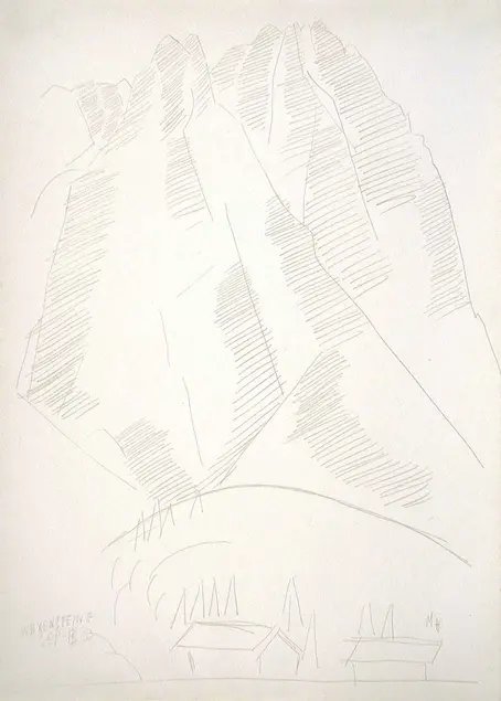 Marsden Hartley, Waxenstein (September 13, 1933). Silverpoint on paper. 14 7/8 x 10 5/8 in. The Huntington Library, Art Collections, and Botanical Gardens. Gift of Michael St. Clair.