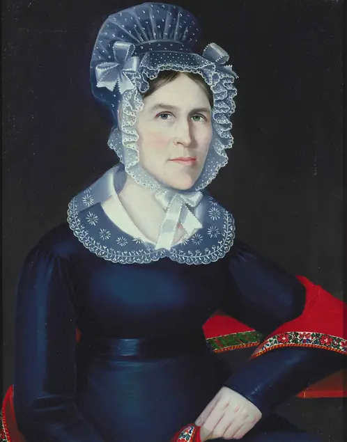 Ammi Phillips (1788–1865), Hannah Bull Thompson, 1824, oil on canvas, 30 × 24 in. The Huntington Library, Art Collections, and Botanical Gardens.