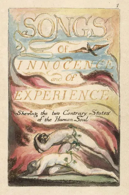 William Blake, The Song of Innocence and of Experience, title page, 1794, relief etching with white-line etching and engraving on wove paper.