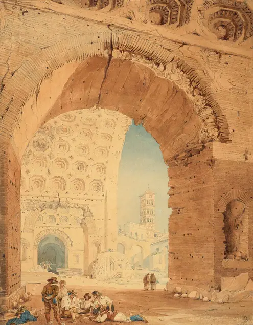 John Goldicutt (British, 1793-1842), View in Rome, 1820, watercolor over pencil, The Huntington Library, Art Collections, and Botanical Gardens, Gilbert Davis Collection