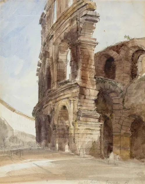 James Holland (British, 1800-1870), Verona, Amphitheater, n.d., watercolor over pencil, The Huntington Library, Art Collections, and Botanical Gardens, Gift of Frances Crandall Dyke