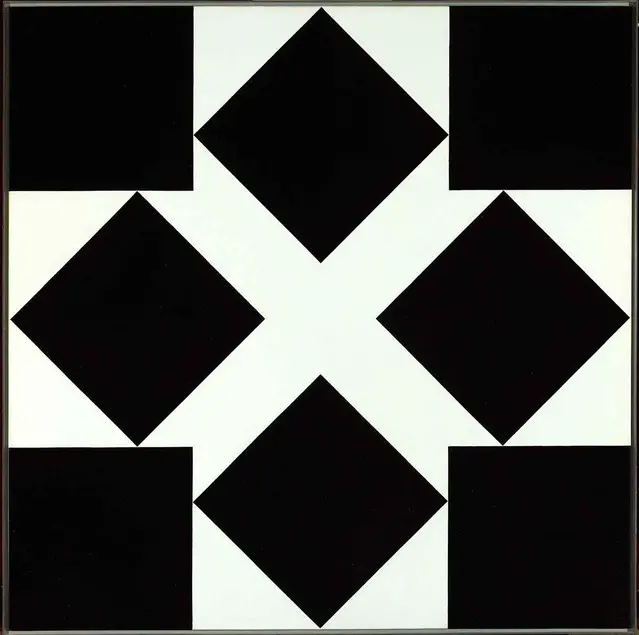 Frederick Hammersley (1919–2009), See saw, #3, 1966, oil on linen, 44 x 44 in. The Huntington Library, Art Collections, and Botanical Gardens, anonymous gift in memory of Robert Shapazian. © Frederick Hammersley Foundation