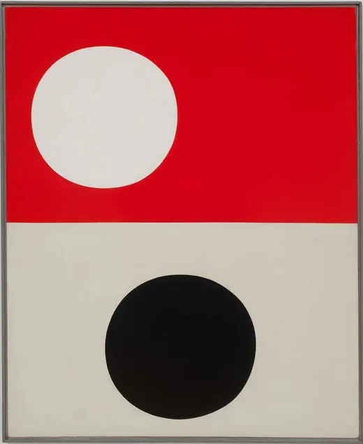 Frederick Hammersley (1919–2009), Like unlike, #6, 1959, oil on linen, 49 × 40 in. Private collection. © Frederick Hammersley Foundation