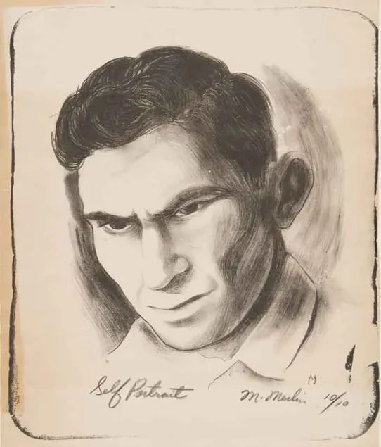 Maurice Merlin, Self Portrait (late 1930s). Lithograph, 10 1/2 x 12 1/2 in. Private Collection.