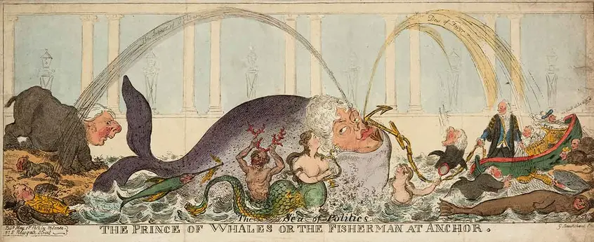 George Cruikshank, “The Prince of Whales,” hand-colored engraved print, May 1, 1812.