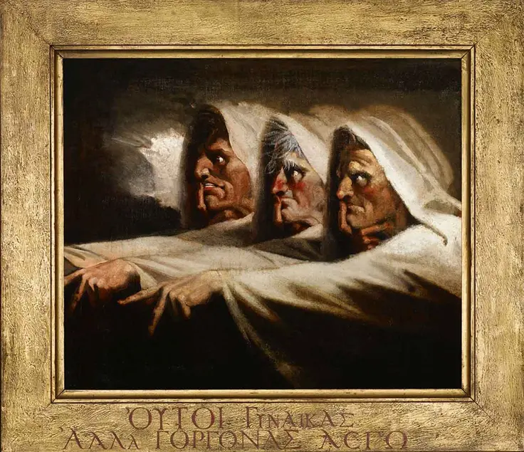 Henry Fuseli (1741-1825), The Three Witches or The Weird Sisters, ca. 1785, oil on canvas, 24 ¾ x 30 ¼ in. The Huntington Library, Art Collections, and Botanical Gardens. Purchased with funds from The George R. and Patricia Geary Johnson British Art Acquisition Fund.