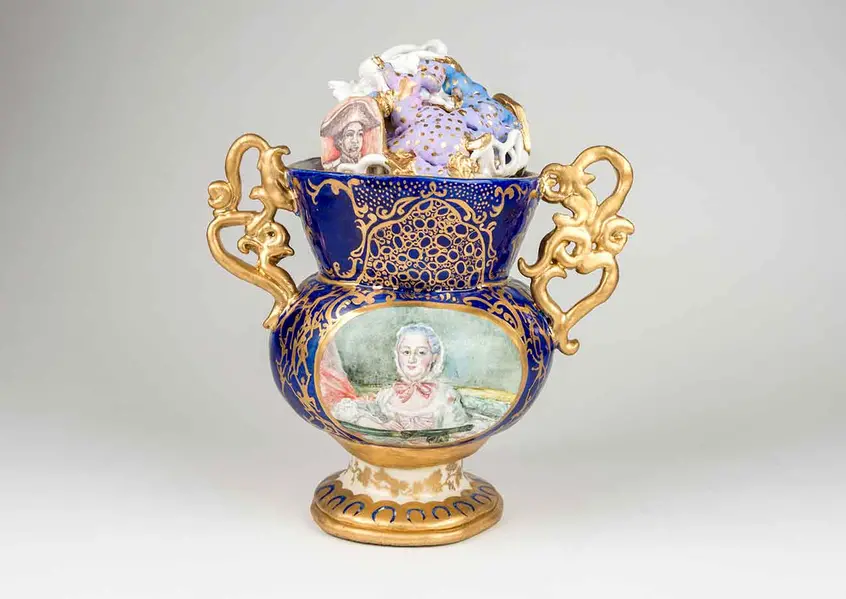 Juliana Wisdom (b. 1987), La Marquise de Pompadour, 2017. Porcelain, enamel, epoxy, and polyurethane foam.